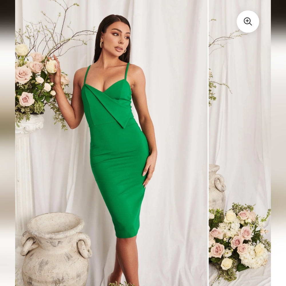 Lavish Alice Sophie Origami Folded Ponte Midi Dress- 12